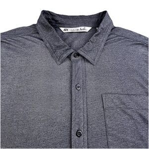 Travis Mathew Polo Shirt Men's XL Gray Short Sleeve Button Up Golf Performance